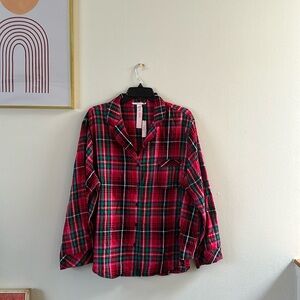 NWT Victoria’s Secret PJ Top Red Plaid Size XL Cozy Sleepwear Gift